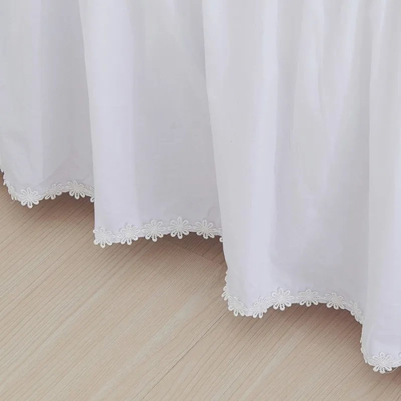 Korean White Ruffle Lace Princess Bedding Set Luxury Wedding Cotton Quilt/Duvet Cover Bed Skirt Linen Bedspread Home Textile | Дом и сад