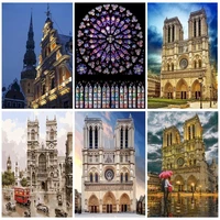 oil painting by number landscape canvas wedding decoration art cathedral of notre dame picture kit coloring by number home decor