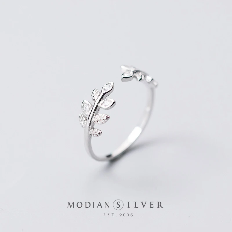 Modian Аутентичные 925 стерлингового серебра Весенние листья прозрачный CZ Циркон