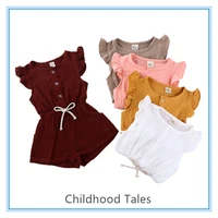 summer fashion clothing baby girl jumpsuit cotton shorts one piece solid color girls jumpsuit childrens clothes