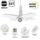 Складная Светодиодная лампа для гаража, деформируемая Потолочная люстра с лезвиями вентилятора, подвесной светильник для потайных точек, 38 Вт, 52 светодиодный Ода