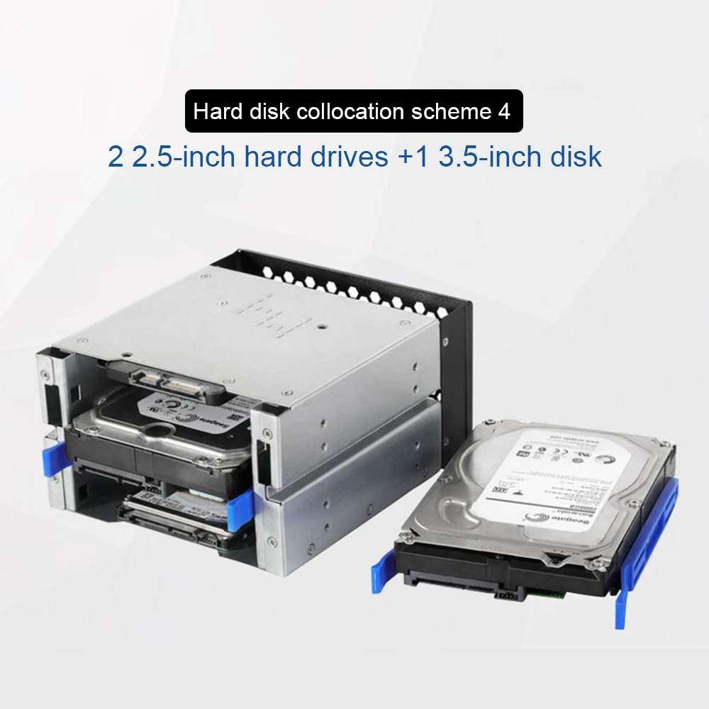 

Hard Drive Cage Rack 3.5 to 5.0 Inch Three Disc Hard Disk Box Computer Storage Expansion HDD Adapter Rack Bracket