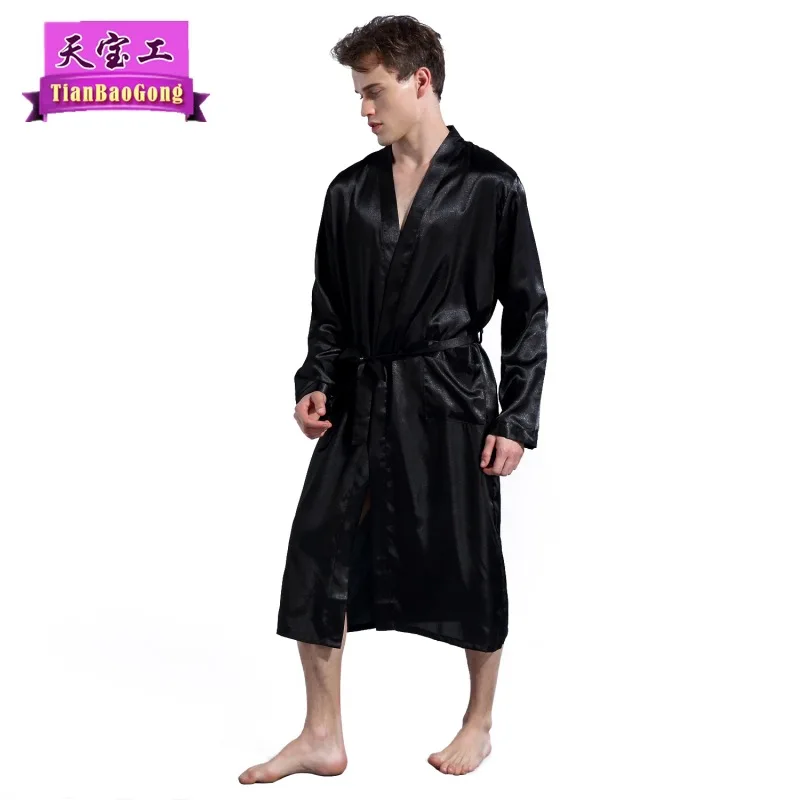 

Robe Man Pure Color Robes Loose Big Yards Long Sleeve Smooth Bathrobe Ropa Hombre Pijama Masculino Bathrobe Men Bathrobe