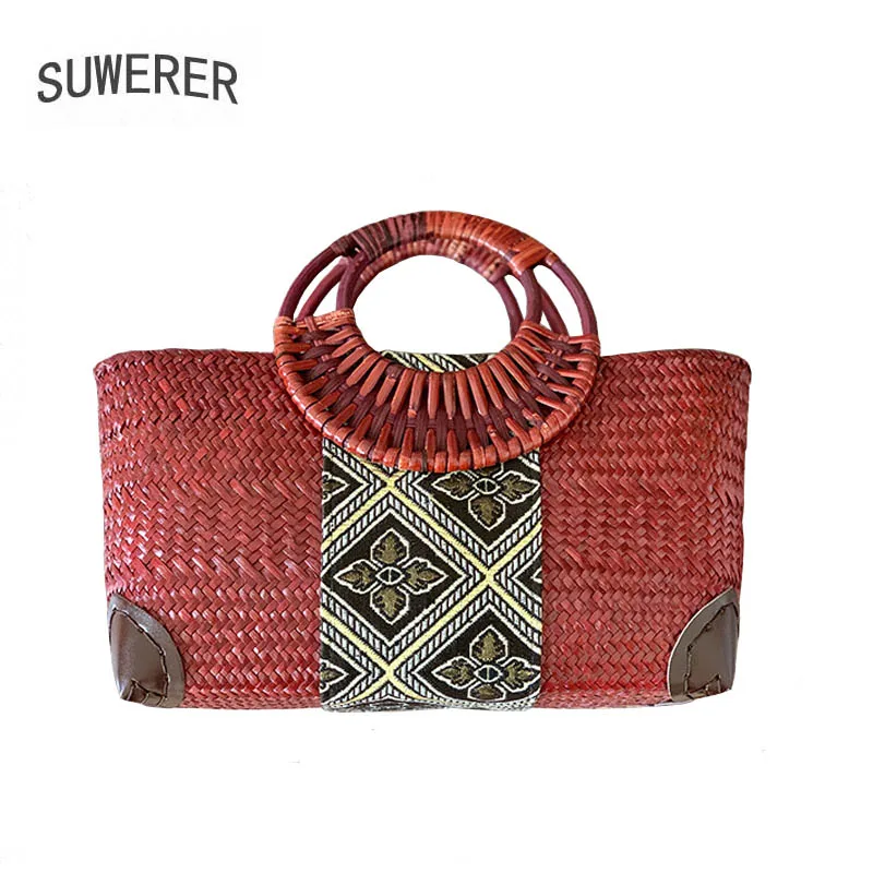 

Качественная модная ручная соломенная тканая сумка в стиле ретро, сумка из ротанга, тканая бамбуковая сумка, женская сумка