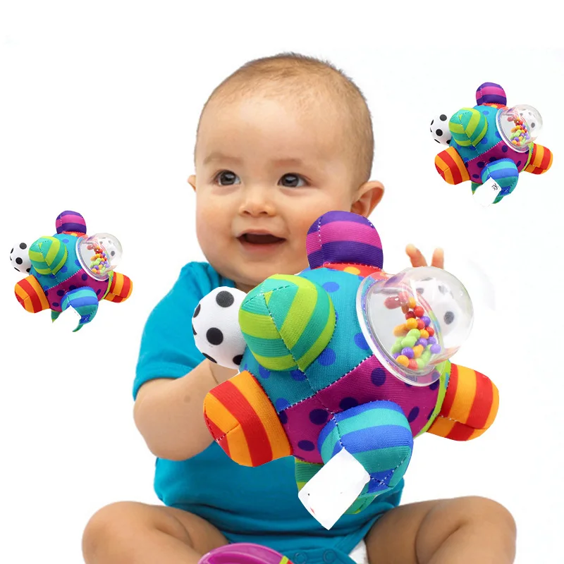 

For Infant Polyester/Plastic with Little Loud Bell Grasping Toy Baby Rattles Ball Funny 1Pcs Nice Gift HandBell Rattle Toys