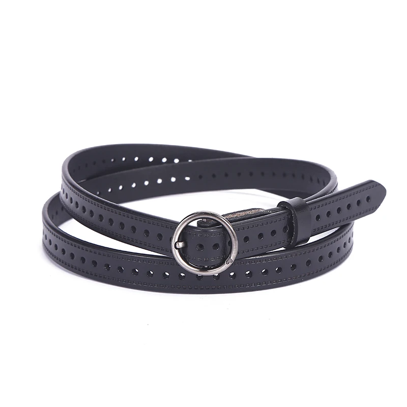 

Metal button Women belt high Thin waist Six candy colors casual Jeans dress cowhide belts adjustable Feminine decoration