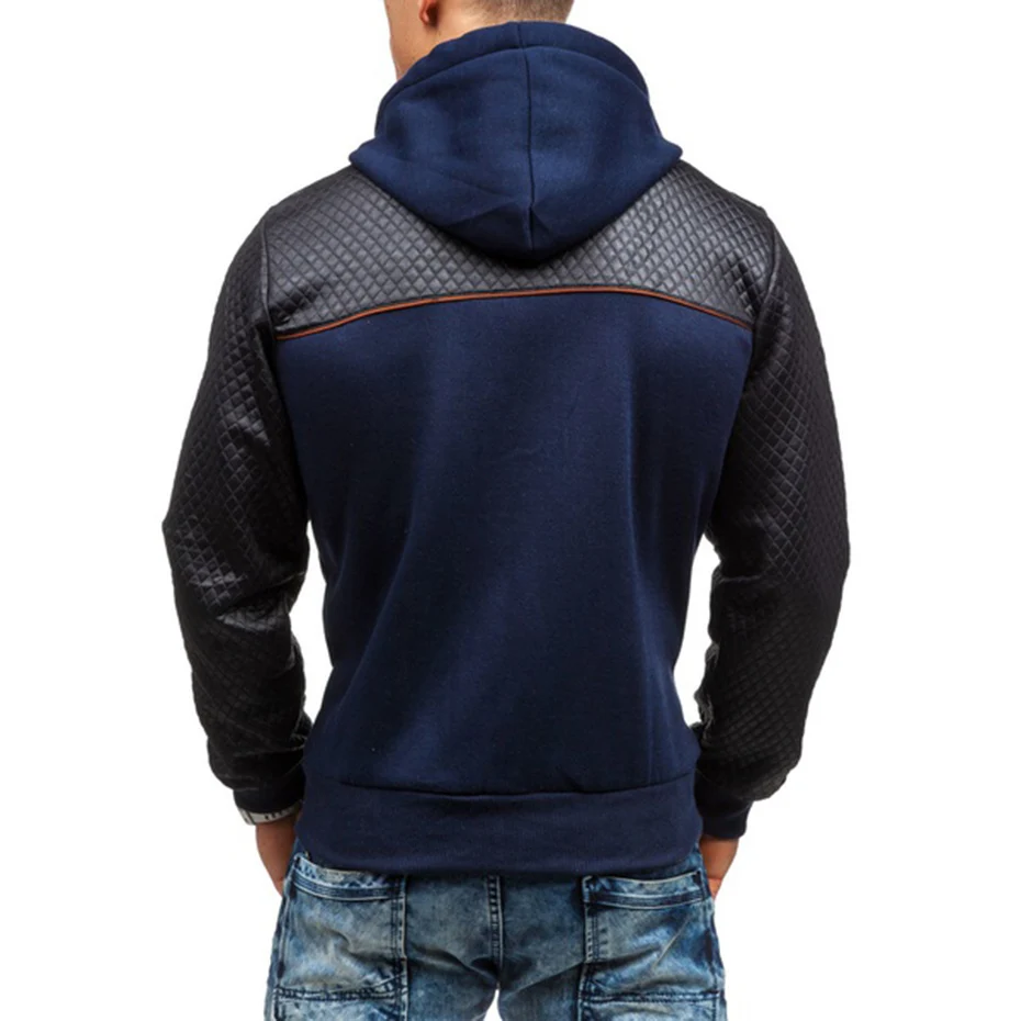 

2020 New Fashion Men's Hoodies Tracksuit Casual Solid Color Long Sleeve Sweatshirt Male Zipper Slim Plus Size Hoodie