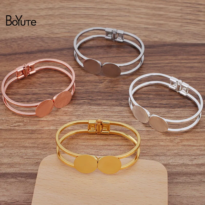 

BoYuTe Custom Made (50 Pieces/Lot) 65*60MM Metal Brass Blank Bracelet with 18MM Flat Base DIY Handmade Jewelry Accessories
