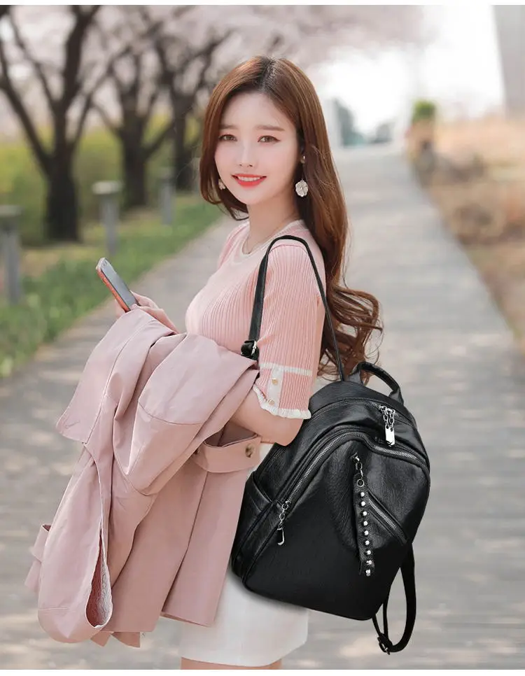

PP256 2020 new fashion versatile women's backpack soft leather
