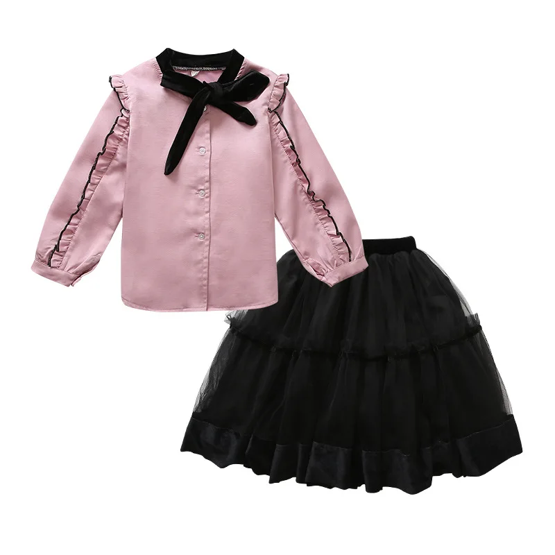 

Girls Clothing Sets 2021 Autumn Spring Teenager Long Sleeve Shirt+skirt 2Pcs Kids Girl Sets Children Clothes3 6 8 10 11Years Old