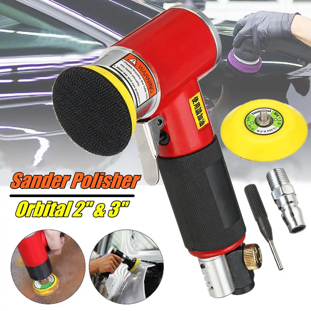 

High-speed Sander Polisher Pneumatic Car Polisher Sanding Buffing Machine Speed Adjustable Waxing Tools