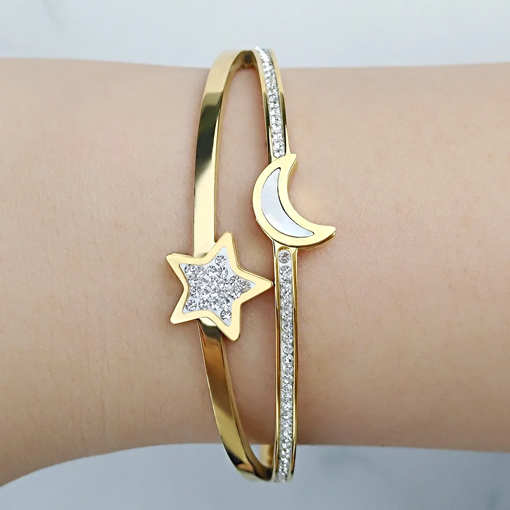 FINE4U B159 для женщин Браслет манжета браслет роскошные открытые звезда с дизайном