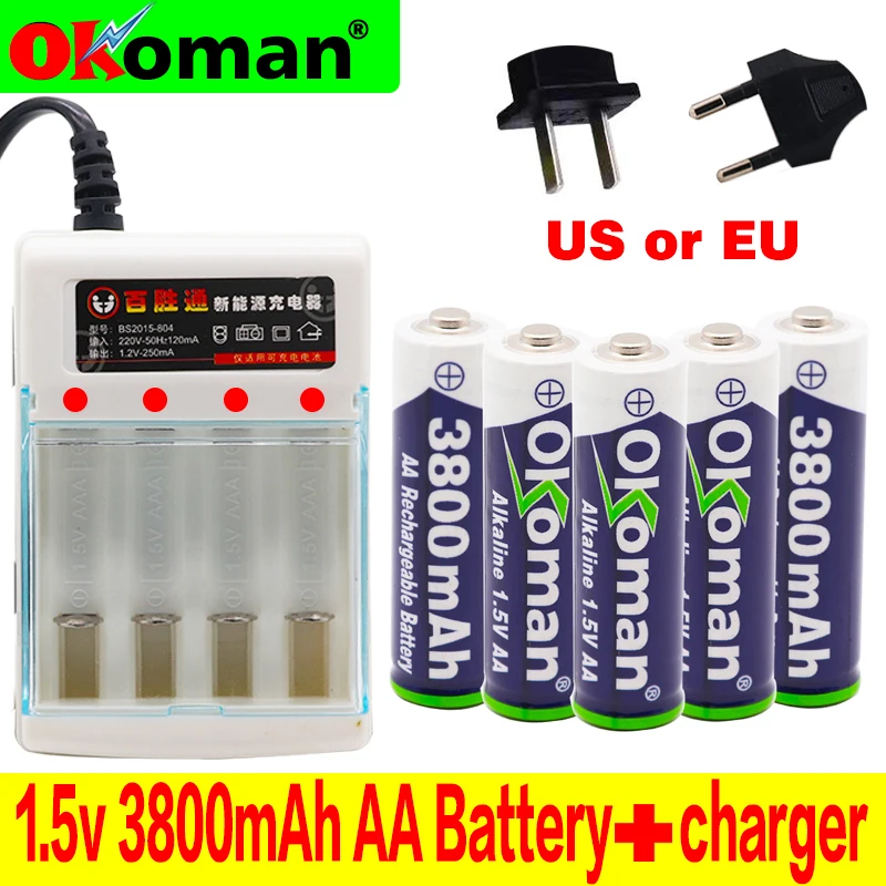 Аккумуляторная батарейка АА 100% в 1 5 мАч щелочные батарейки для часов игрушек