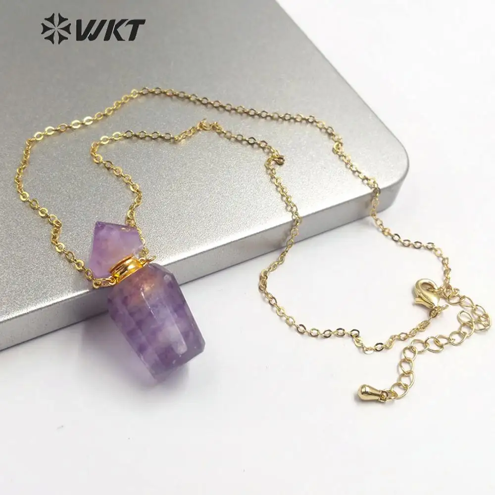 Женское Ожерелье из натурального камня в форме флакона духов с золотым двойным