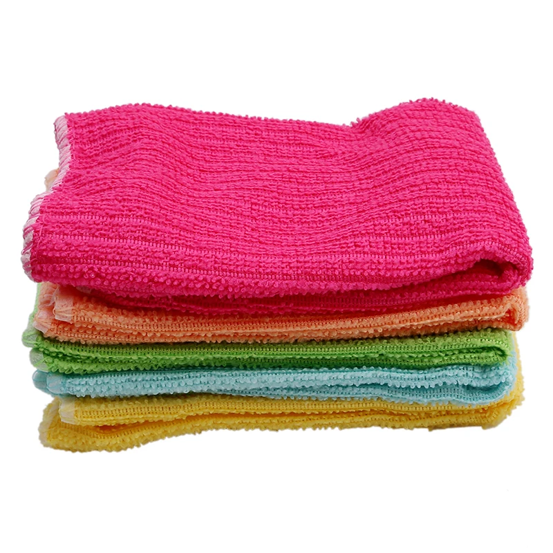 

5PCs/ Pack Colorful Microfiber Anti Grease Dish Cloth Fiber Washing Towel Magic Kitchen Cleaning Wiping Rags Towel Pano De Prato