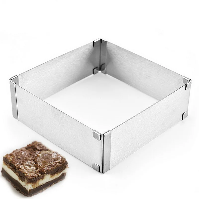 square 3D круглая квадратная форма для выпечки, регулируемое кольцо-мусс, форма для выпечки торта, форма для выпечки из нержавеющей стали, кухонный инструмент для украшения десерта - Цвет: square