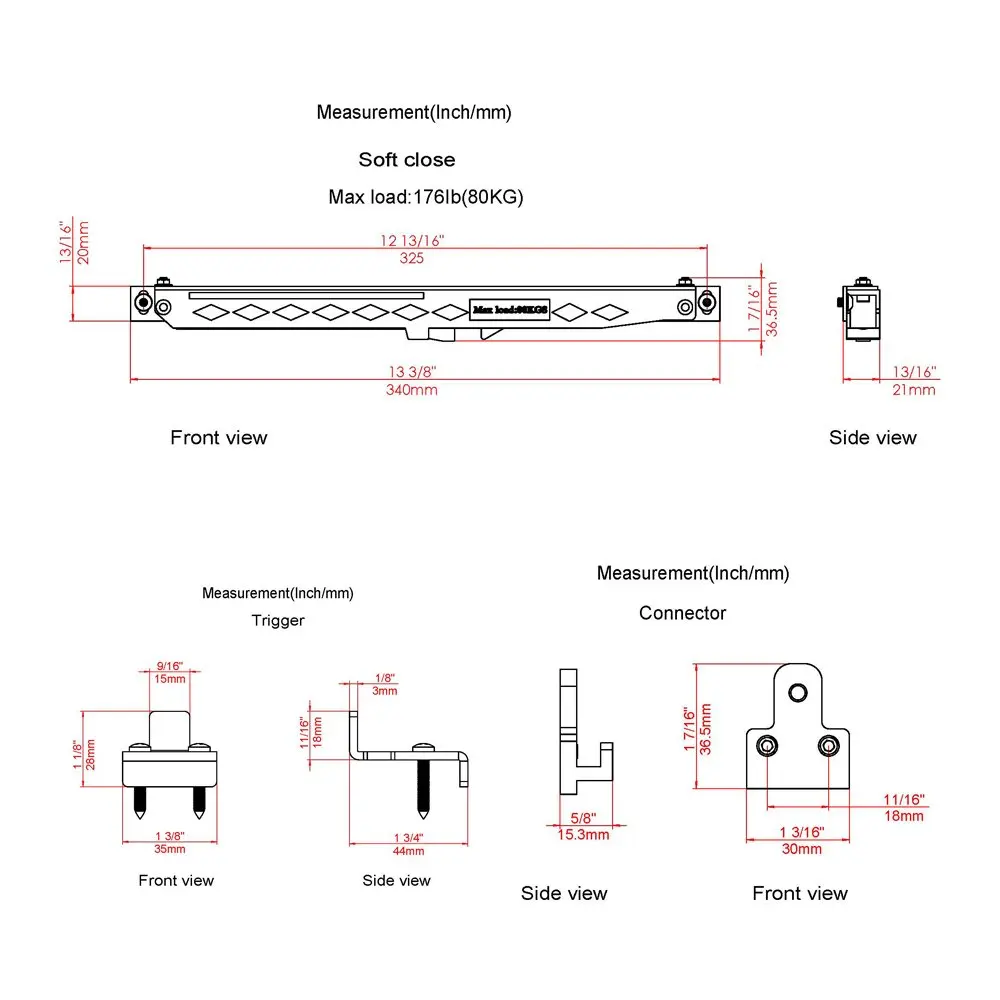2 пакет серый мягкий механизм закрытия с пружинным натяжением для раздвижной