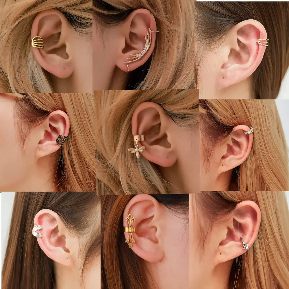 Модные серьги клипсы золотого цвета 17 цветов не проколотые уши каффы подвески в