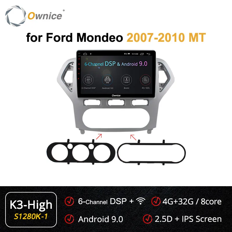 S1280-1 K3-High Ownice K3 K5 K6 Android 9,0 2G ram 8 Core 10," автомобильный DVD gps навигатор радио плеер для Ford Mondeo 2007-2010 4G LTE DAB+ DVR - Цвет: S1280-1 K3-High