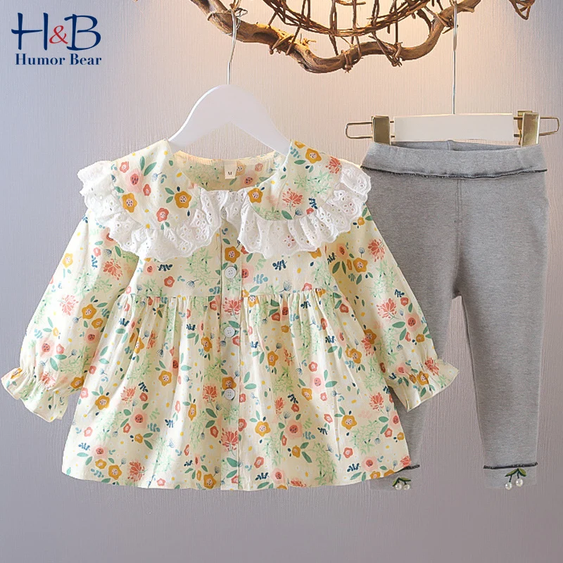 

Комплект детской одежды Humor Bear, новинка, осенняя рубашка с длинным рукавом и цветочным принтом + леггинсы, повседневная одежда для младенцев ...