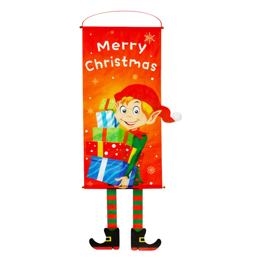 

Christmas Themed Front Door Banner Hanging Decor Porch Sign Cloth Ornament Holiday Xmas Decoration Happy New Year 2021