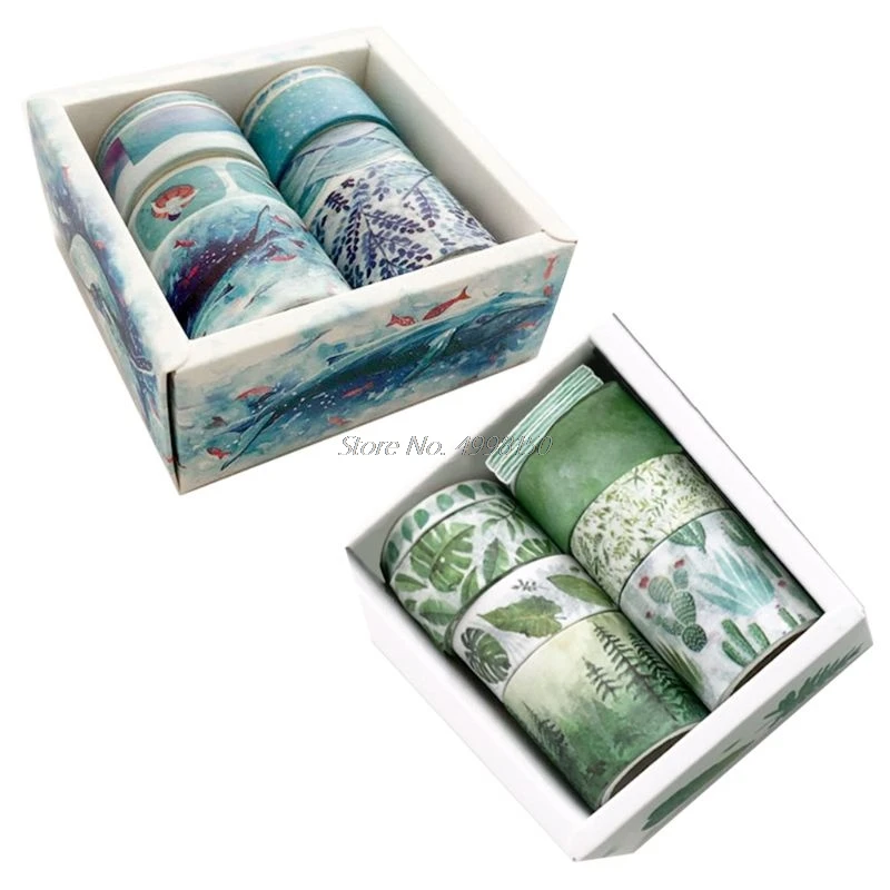 8 шт. зеленые листья кактус журнал васи клейкая лента DIY Скрапбукинг стикер