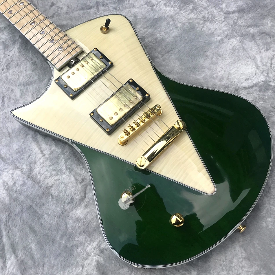 

Custom shop, new green 2020 electric left hand guitar, logo, color and shape can be customized, can upgrade wood and hardware co