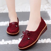2021 women mesh butterfly knot sneakers ladies soft flat shoes vulcanize weave breathable light ballet soft chaussures plates