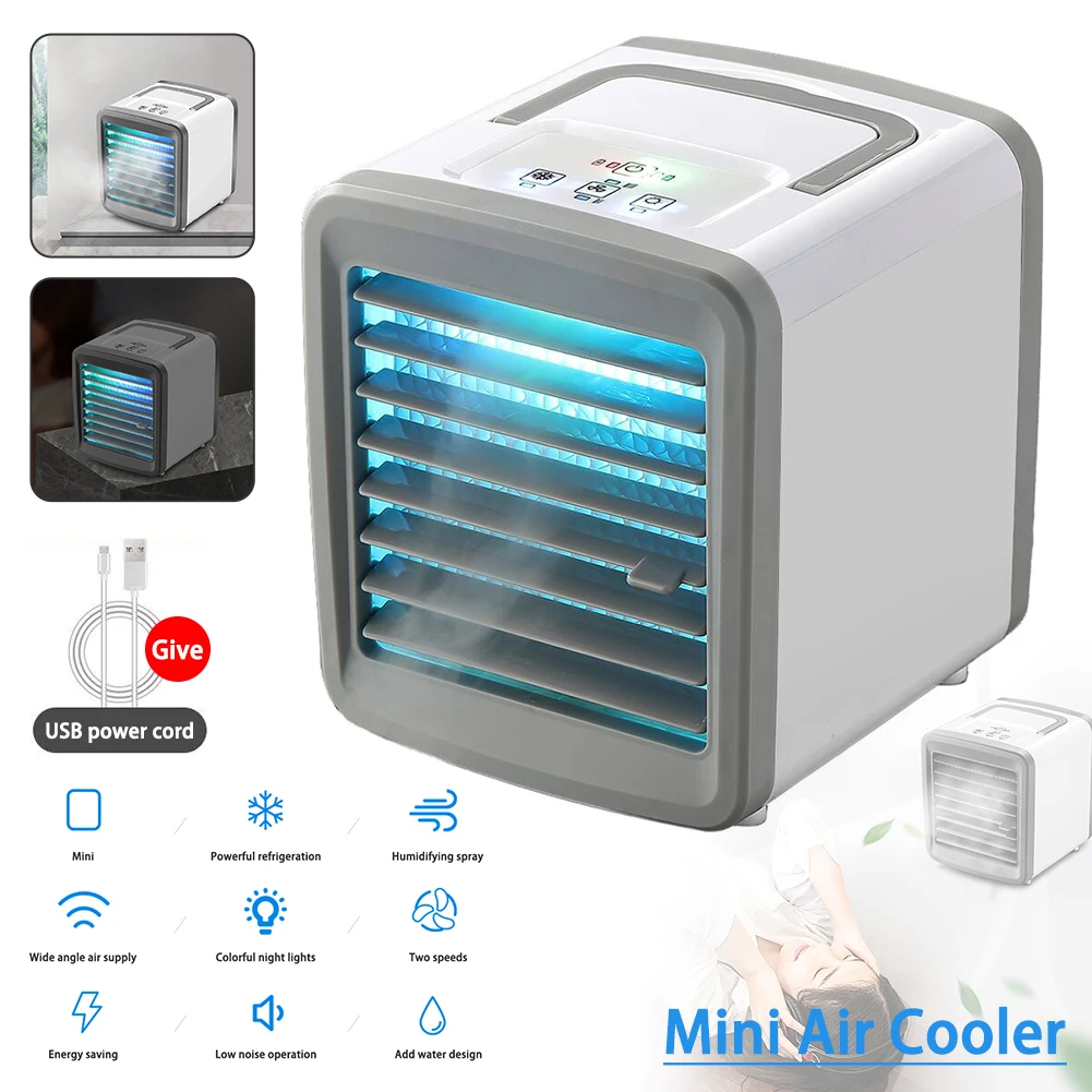 

2 Modes Air Conditioner Mini Cooling Fan Portable Energy Saving Usb Rechargeable Air Conditioning Fan Home Office Desktop Fan