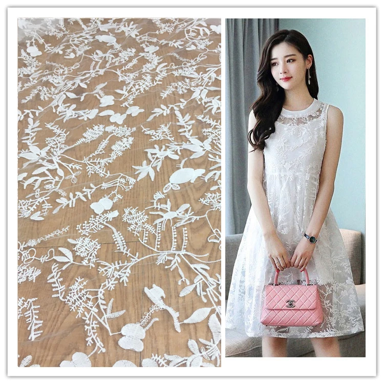 2 ярдов органза растворимый вышитый цветок кружевная ткань Сделай Сам модное