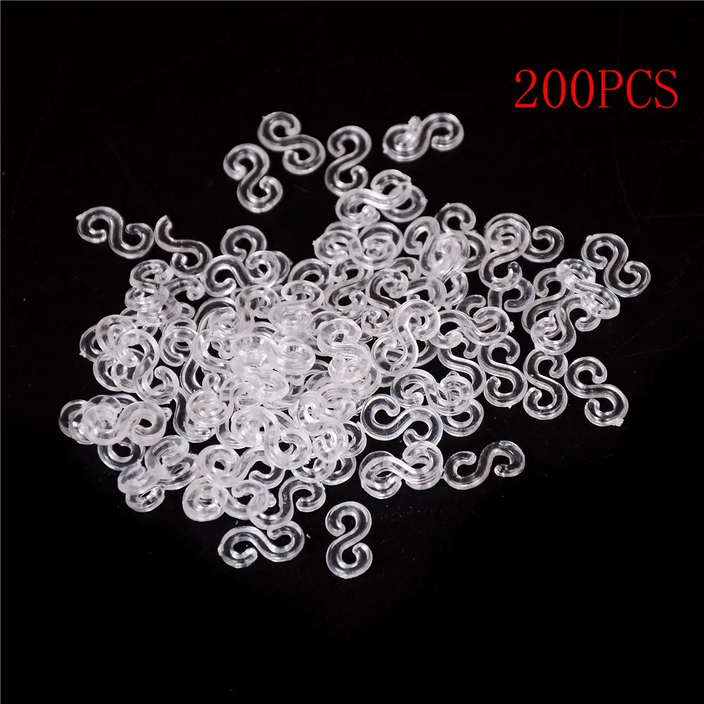 Kits de bandas de goma transparentes para telar, Clips en S para pulseras, accesorios de abalorios, 200 Uds. (10 bolsas)-0