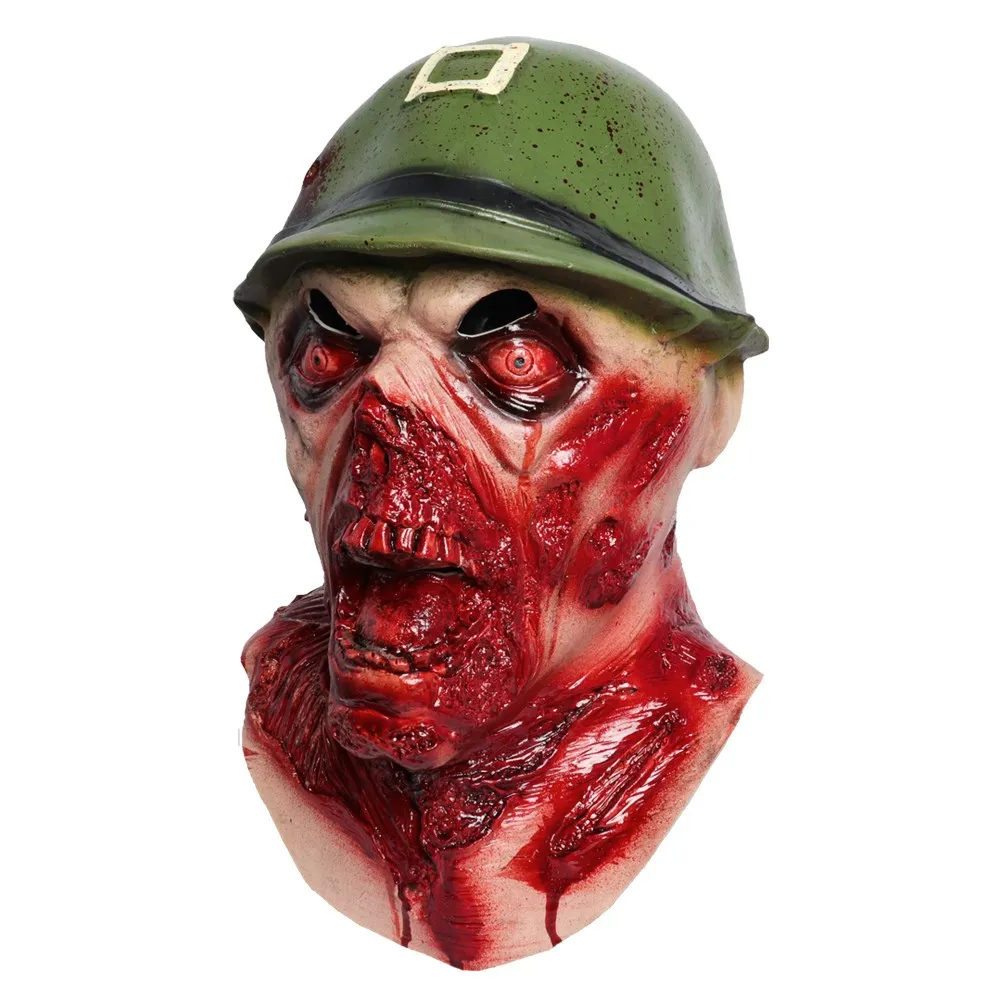 Реалистичная маска зомби на Хэллоуин зомби-солдата латексная для головы