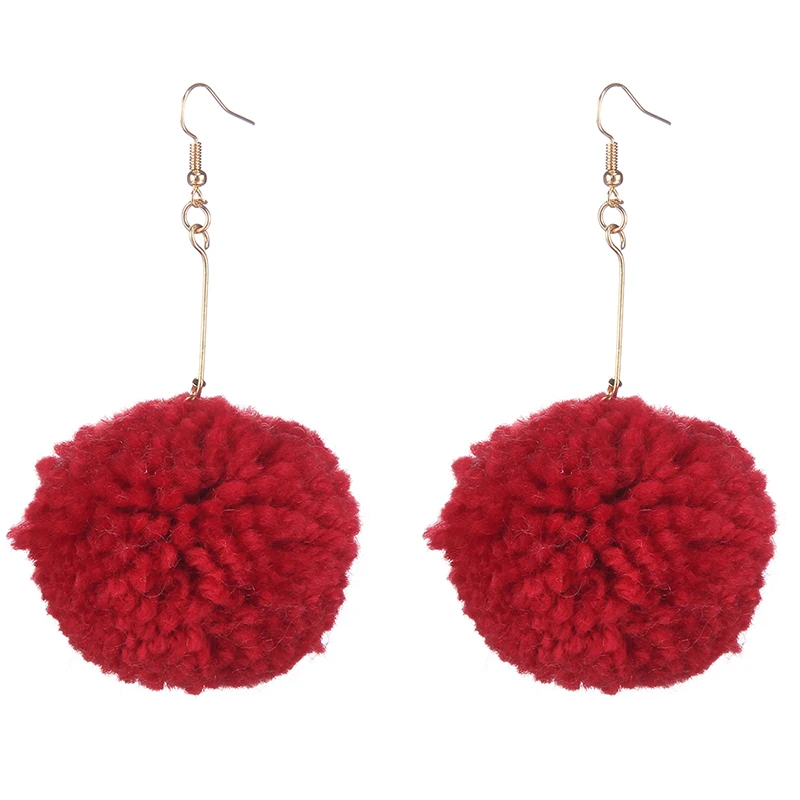 Серьги-подвески в виде плюшевых шариков 16 цветов | Украшения и аксессуары