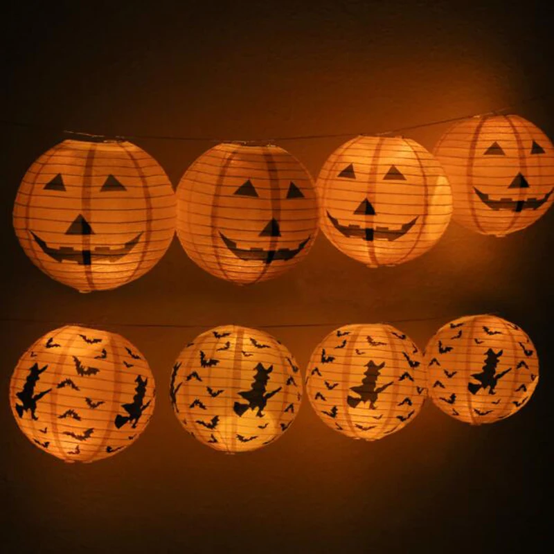 

100pcs Halloween Paper Pumpkin Hanging Lantern DIY Holiday Party Decoration Scary 20/30/40cm
