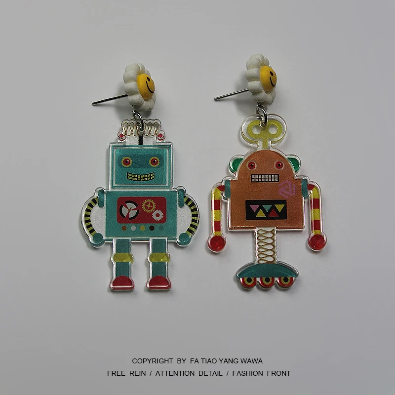 

Robot flower ear studs