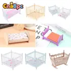 1:12 Миниатюрный Кукольный домик, детская кровать, деревянная колыбель, детская комната, спальня, кровать, мебель, модель игрушки