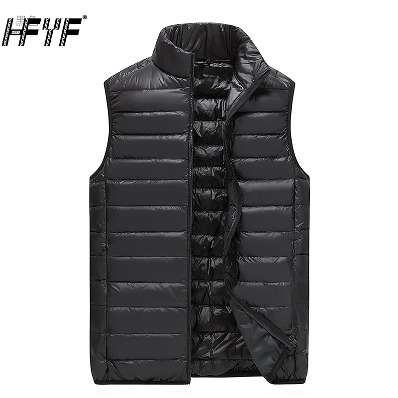 HFYF Autumn Winter Men's Solid vintage sleeveless Long Collar Cotton Jacket Men's casual ​double-sided Warm Windproof Vest