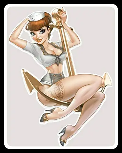 

Pin Up Girl Sailor Tattoo Garage Workshop Man Cave Metal Sign 12x8 Inches