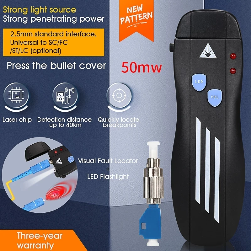 

50MW Pen Type Plastics Mini Visual Fault Locator Fiber Optic Cable Tester Meter For CATV 5KM-50km Free Shipping