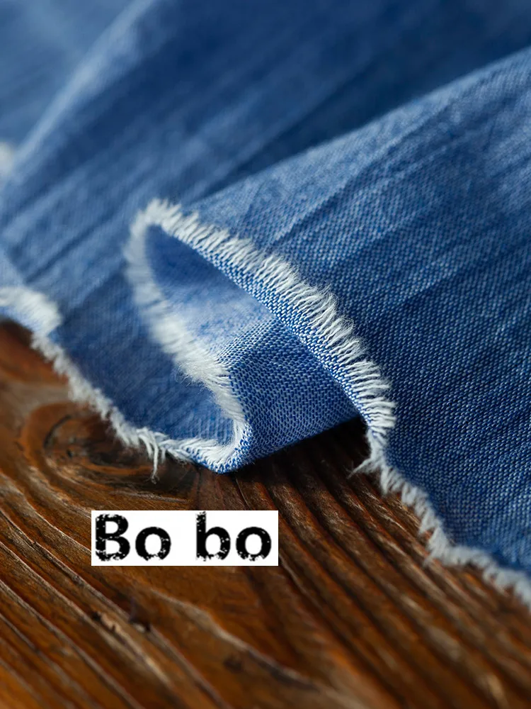 Джинсовая синяя тонкая хлопковая льняная ткань художественная драпировка