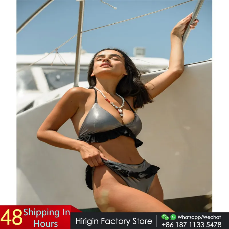 

Hirigin Ruflles Sexy Bikini Set Women Swimming Suit 2020 New Bandage Push Up Padded Swimwear Women Bathing Suit Halter Biquini