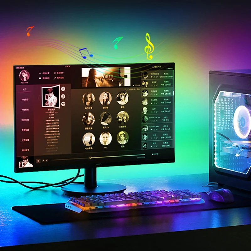 5 в В WS2812b 5050 Светодиодная светильник та Rgb лента Иллюзия Синхронизация с ПК экран