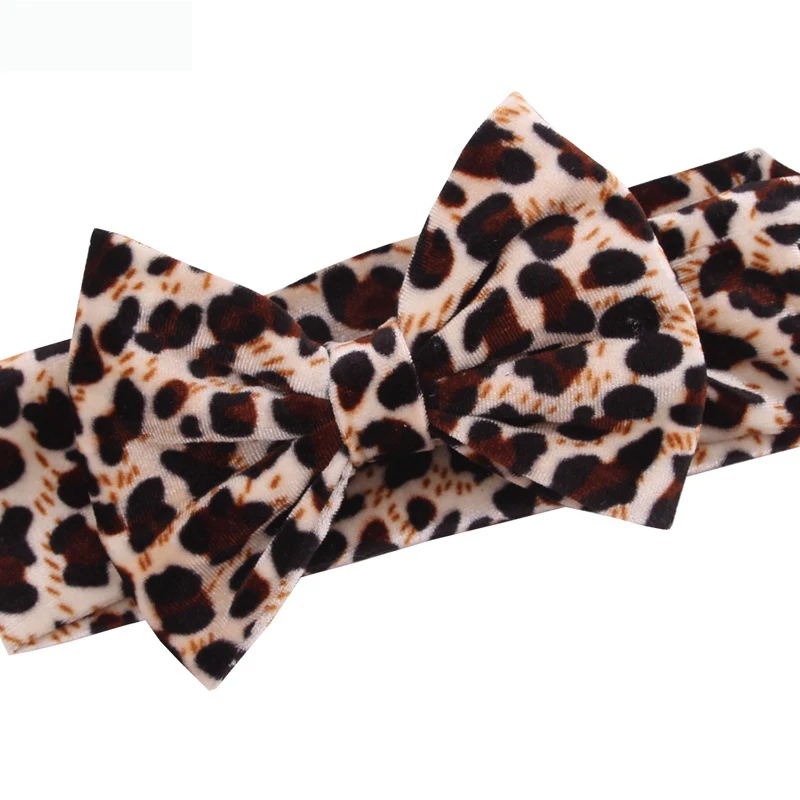 Дизайнерская бархатная повязка для волос с леопардовым принтом 5 дюймов бант
