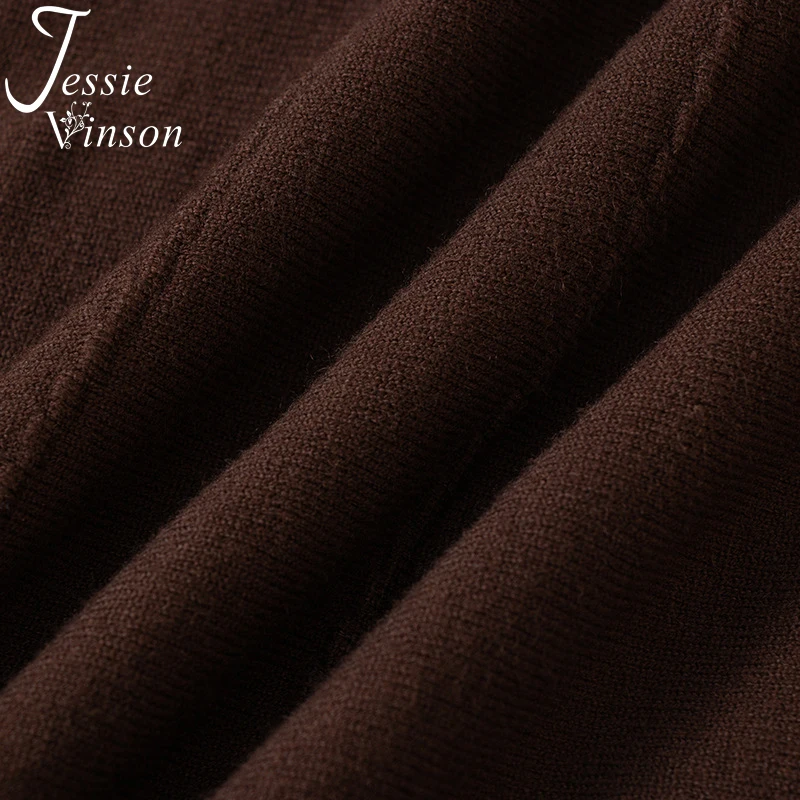 Jessie Vinson, высокая талия, вязаный свитер, юбка, женская, элегантная, трапециевидная, одноцветная, волнистая, вязаная, миди юбка, осень, зима, Теплая юбка OL
