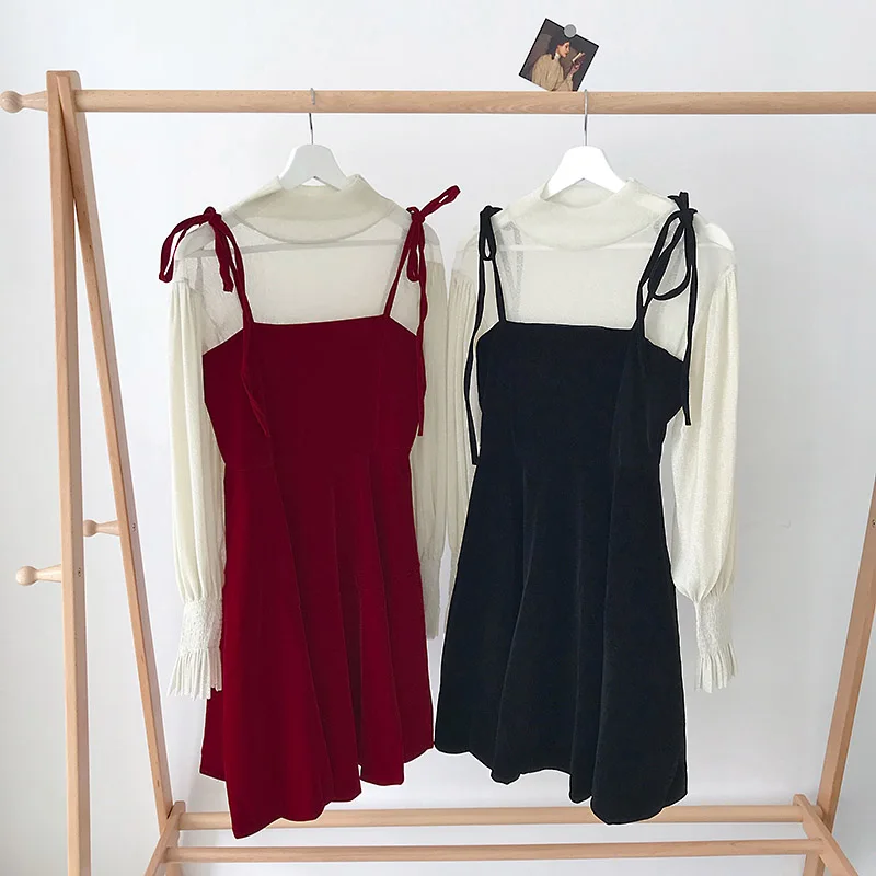 Весенний розовый наряд для женщин новое корейское милое вельветовое платье на