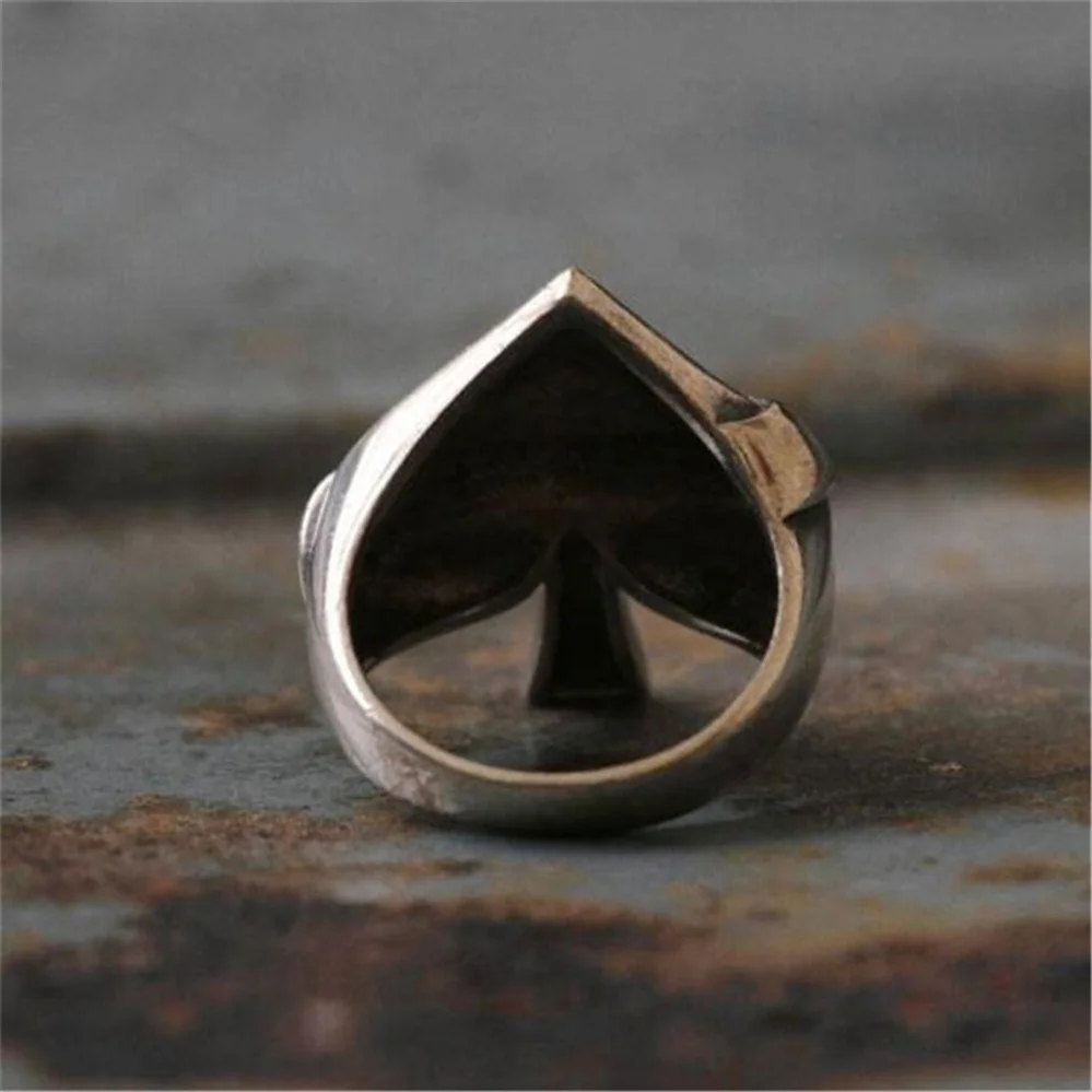 

Fashion Spades Solitaire Punk Ring Hip Hop Rock Men's Holiday Gift Jewelry Wholesale