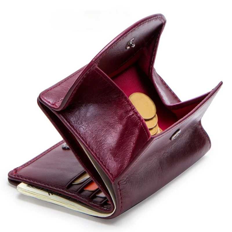 

New Women Genuine Leather Purses Female Cowhide Wallets Lady Small Coin Pocket Holder Mini Money Bag Portable Clutch