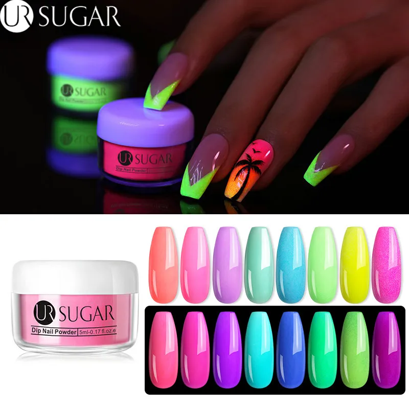 Люминесцентный неоновый порошок для ногтей UR SUGAR 5 мл блестящий пигмент дизайна