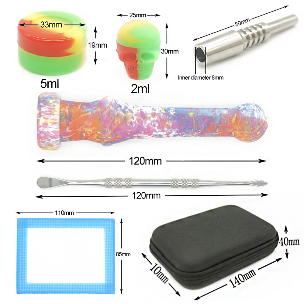 1 Набор силиконовых мазками трубы с Титан ногтей банку сигарета сорняк