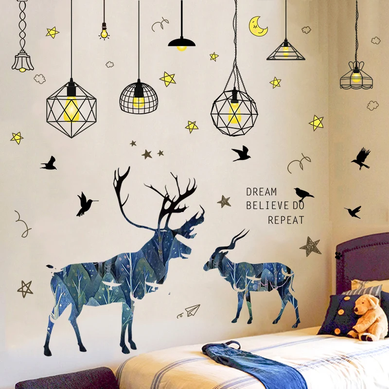 Three-dimensional Cat Wall Sticker Painting Bedroom Bedside Warm Creative Background Self-adhesive Room Decoration | Дом и сад